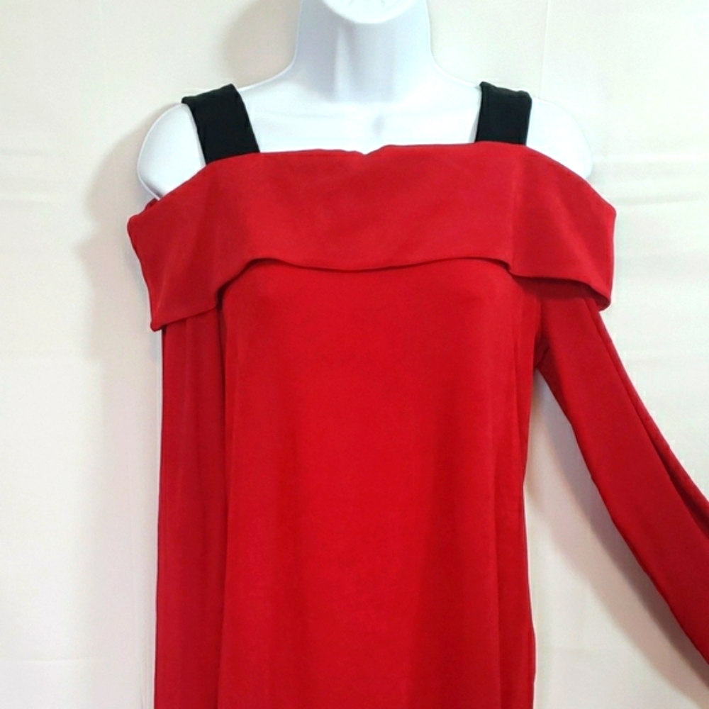 Chico's Red and Black Blouse Top